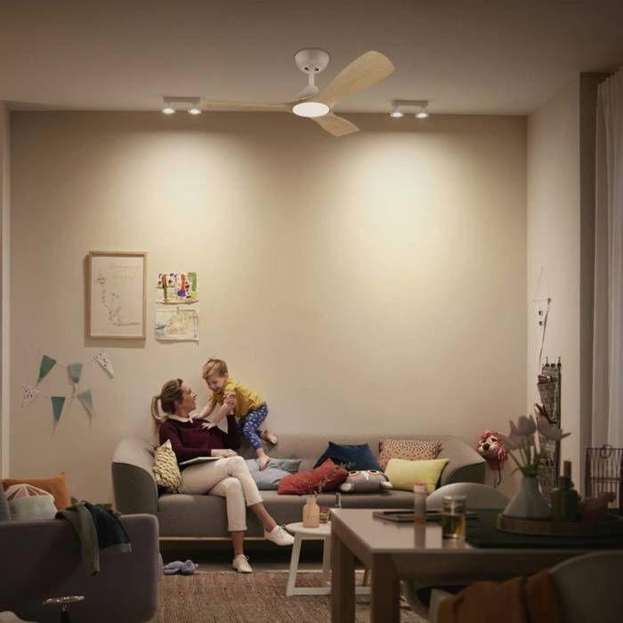 Philips Ventilador De Techo Con Luz LED Mando a Distancia 106cm 220V IP20 Blanco/Madera