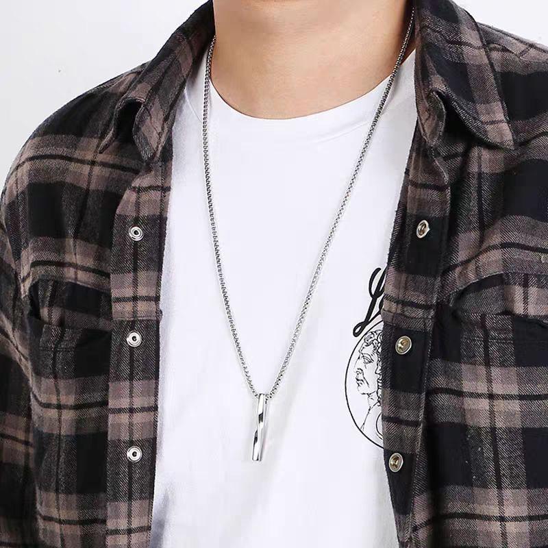 Trendy Spiral Geometric Pendant Necklace: Minimalist Hip-Hop Style for Men, Boys, and Girls In Cool Titanium Steel.