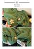 Women's Autumn 2026 Retro Green Floral Embroidered Soft Round Neck Sweater - Loose Lazy Style Knit Top
