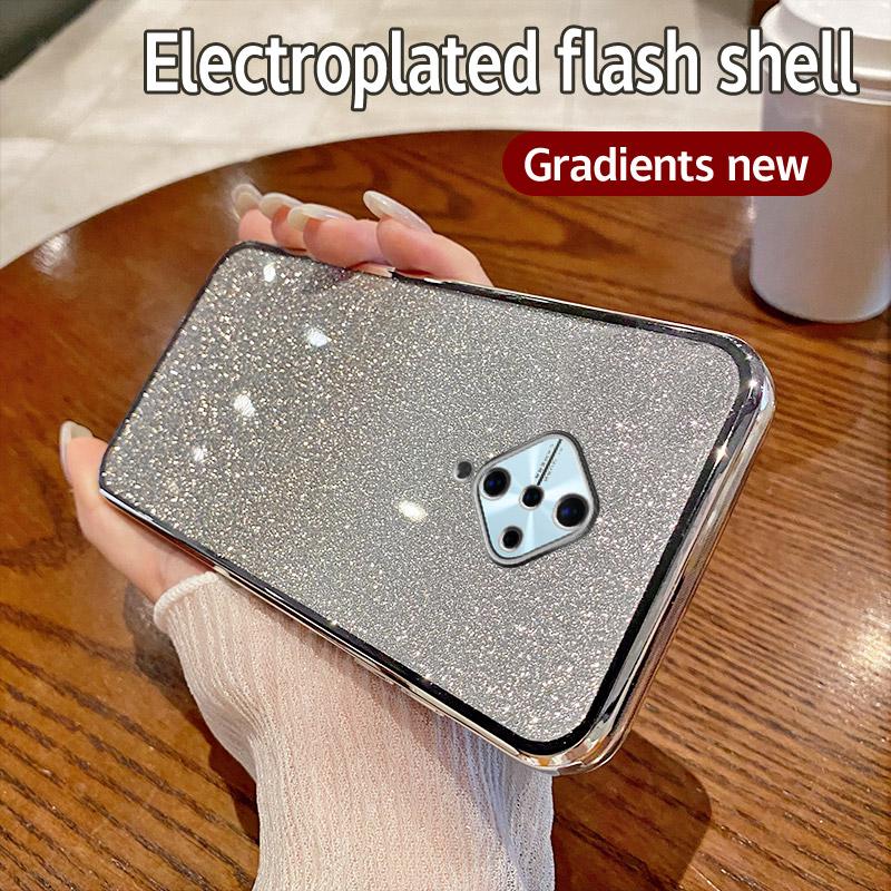 For Vivo V17 Russia Case Vivo S1 Pro Phone Case Shiny Glitter Plating Silicone Camera Lens Soft Back Cover