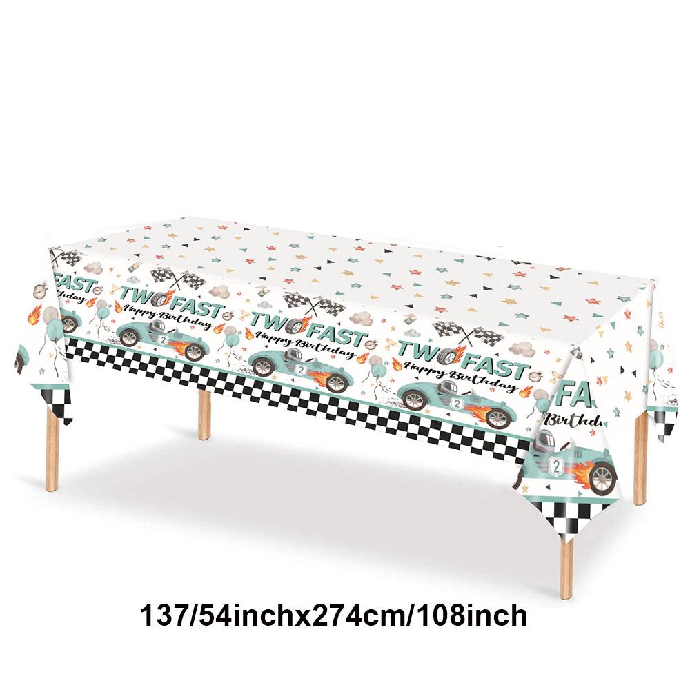 Two Fast Theme Disposable Tablecloth Racing Car Birthday Party Supplies Kids 2nd Birthday Party Decorations