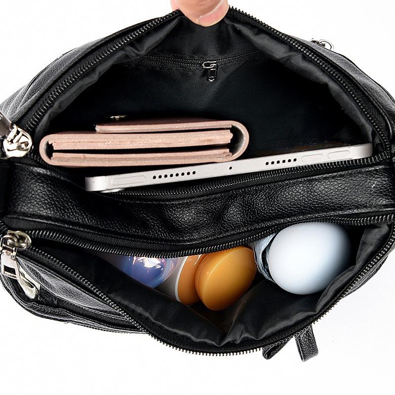 Shoulder bag women's new soft leather texture fashionable versatile multi-layer pocket large capacity casual messenger bag