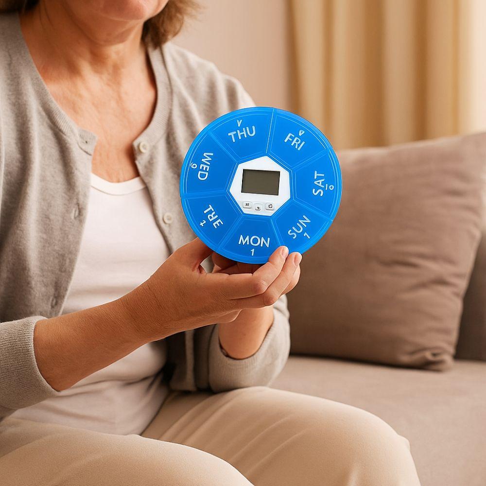 7 Compartments 7-Day Pill Organizer Large Capacity Timed Reminder Medication Box  Home