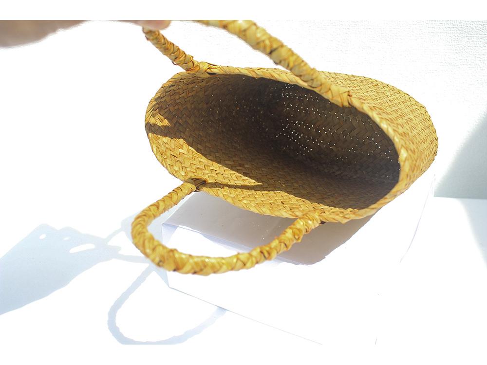 High-End Retro Woven Straw Handbag: Color Block Beach Basket