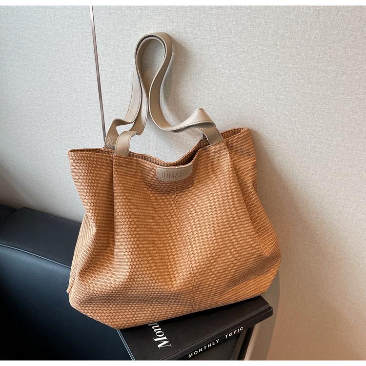 2026 Japanese Casual Women's Solid Color Large Tote Bag for College and Commute
