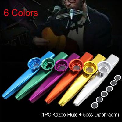 Musical Instruments Gift Children Kids Aluminum 5 Pcs Diaphragm Harmonica Kazoo Flute Metal