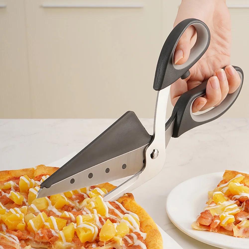 Black 2 In 1 Pizza Scissors Detachable Kitchen Scissors Barbecue Scissors Stainless Steel Blade Ergonomic Grip Pizza Cutter