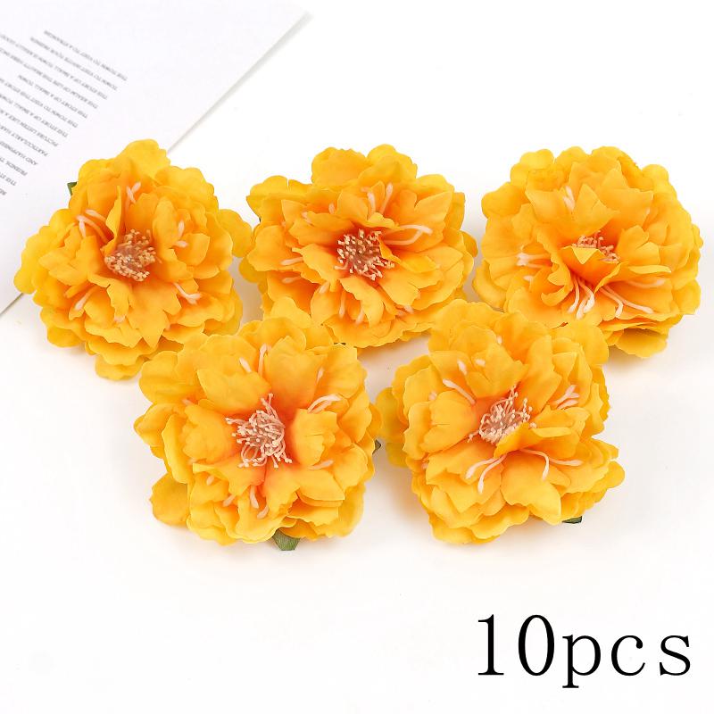 Orange Series Silk Artificial Flowers for DIY Headdress, Clothing Accessories, and Decorative Straw Hat Embellishments.