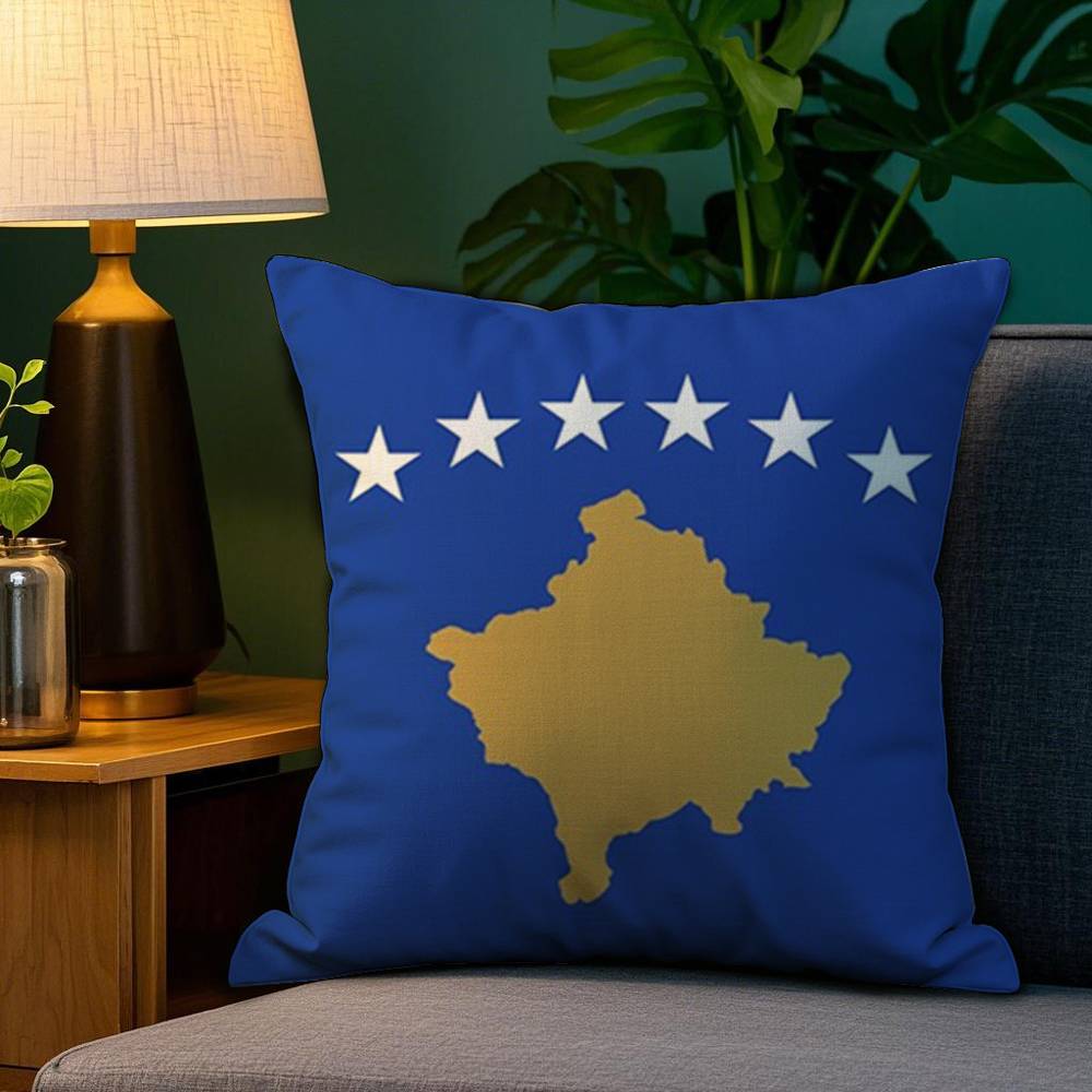 

Kosovo Passport Flag Pillow Case Plush Fabric Soft Double Sided Print Home Sofa High Quality Cushion Cover Throw 12x12Inch