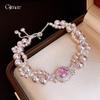 Korean sweet zircon geometric double-layer splicing pearl bracelet bracelet fashion exquisite jewelry women