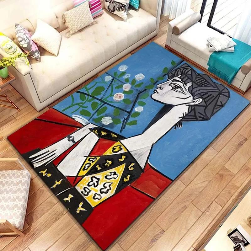 Picasso Abstract Realism Painting Artistic Rug for Bedroom Floor Mat Carpet Living Room Home Decor Rug Soft Flannel Mat Area Rug