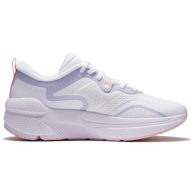 LiNing Fabric Reflective Water-Resistant Shock-Absorbing Non-Slip Durable Low-Top Casual Shoes Women Casual Shoes White Blue AGLR332-2
