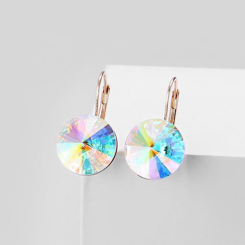 Fashion Classic Crystals Hoop Earring Leverback Dangle Earrings Party Jewelry for Women Gift