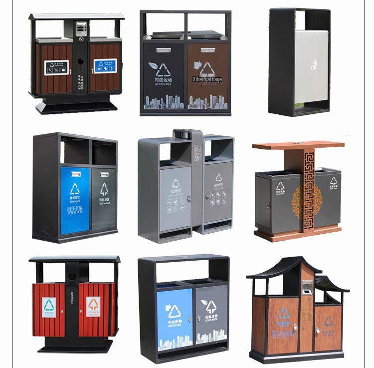 Large Stainless Steel Outdoor Trash Can for Parks and Municipal Areas