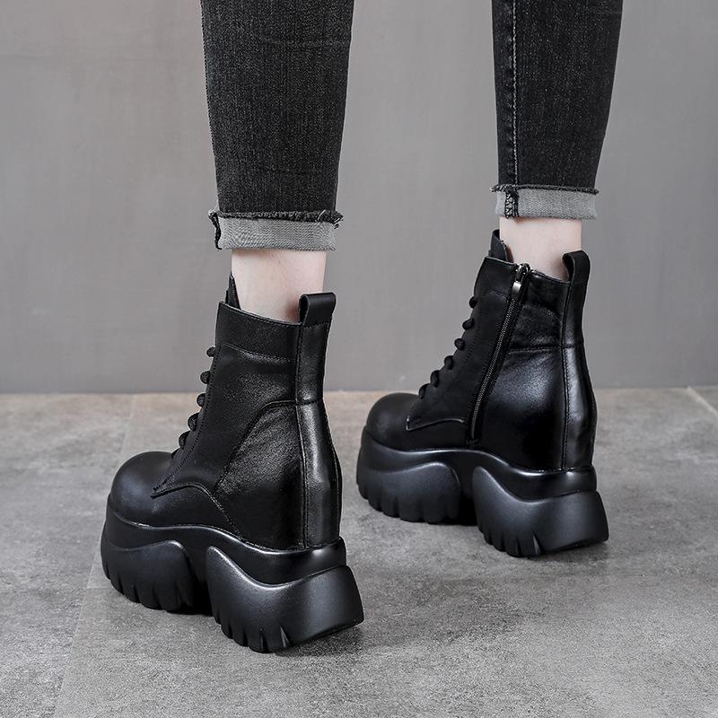 Short Boots 2026 Autumn and Winter New Leather Sponge Boots Motorcycle Boots Short Boots Thick Sole