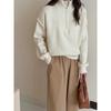 Autumn and winter new simple style loose and thin sweater jacket women lazy double zipper stand-up collar knitted cardigan women