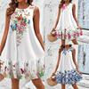 Sleeveless Print Dress Women Summer Flower Butterfly A Line Dress Vacation Loose Casual Soft