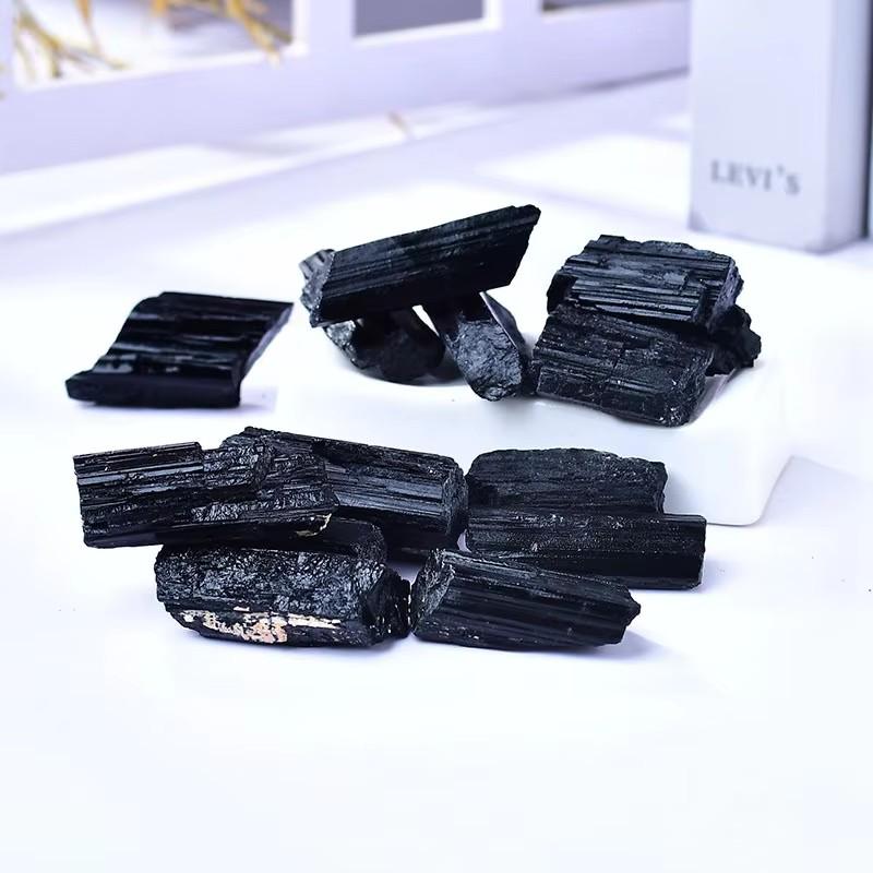 European & American Natural Black Tourmaline Crystal Cluster Ornament Gift