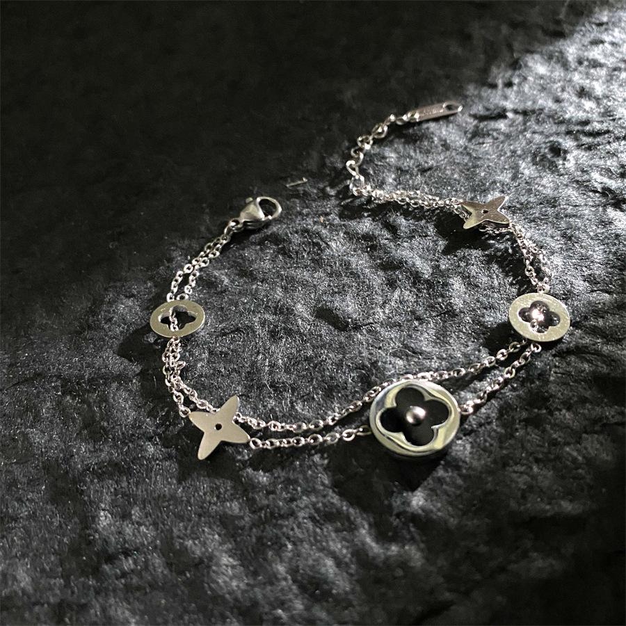 Four-leaf Clover Bracelet Titanium Steel Fashionable Roman Numeral Butterfly Bracelet