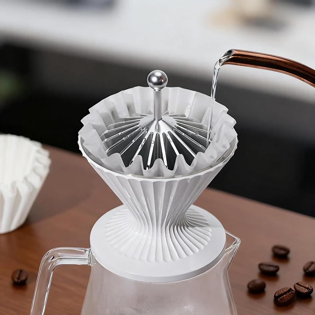 Codale Coffee Filter Metal Coffee Cone Tamper for Basket Filters and Drip Coffee Paperweight, (Silver)
