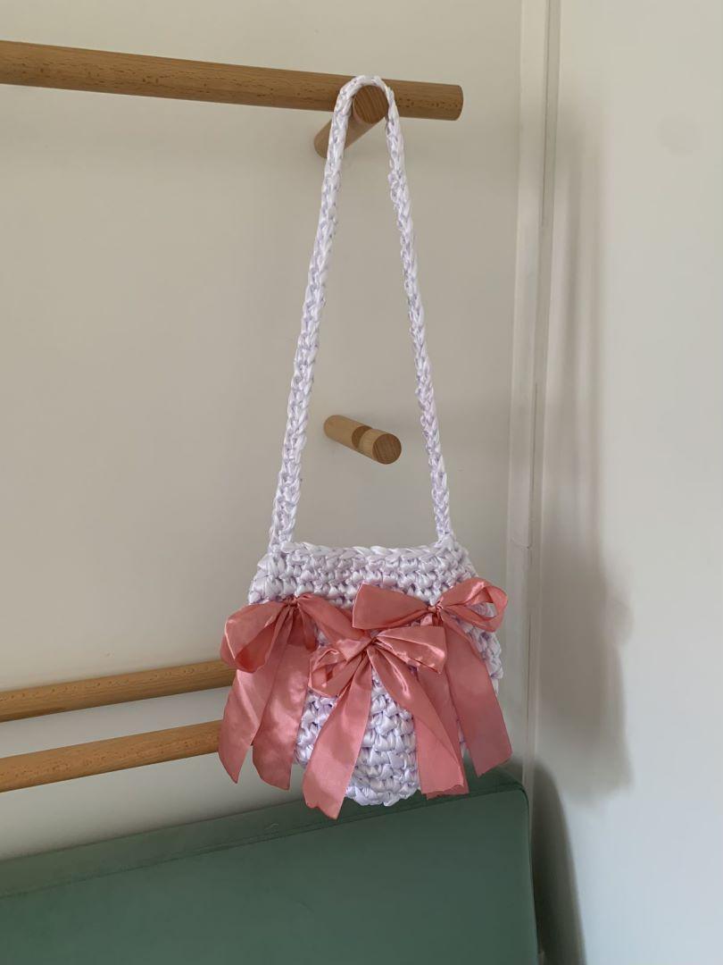 

2024 новая весенняя новая сумка-мессенджер с атласным бантом, сумка ручной работы, готовая сумка своими руками белый