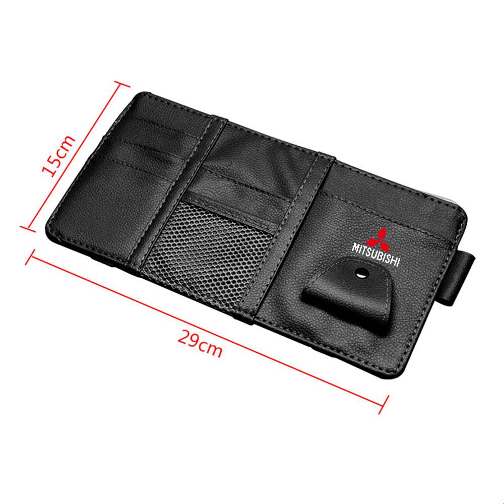 Car Sun Visor Organizer Glasses Clip Pocket Card Storage For Mitsubishi Ralliart Lancer Outlander ASX Competition Xpander Colt
