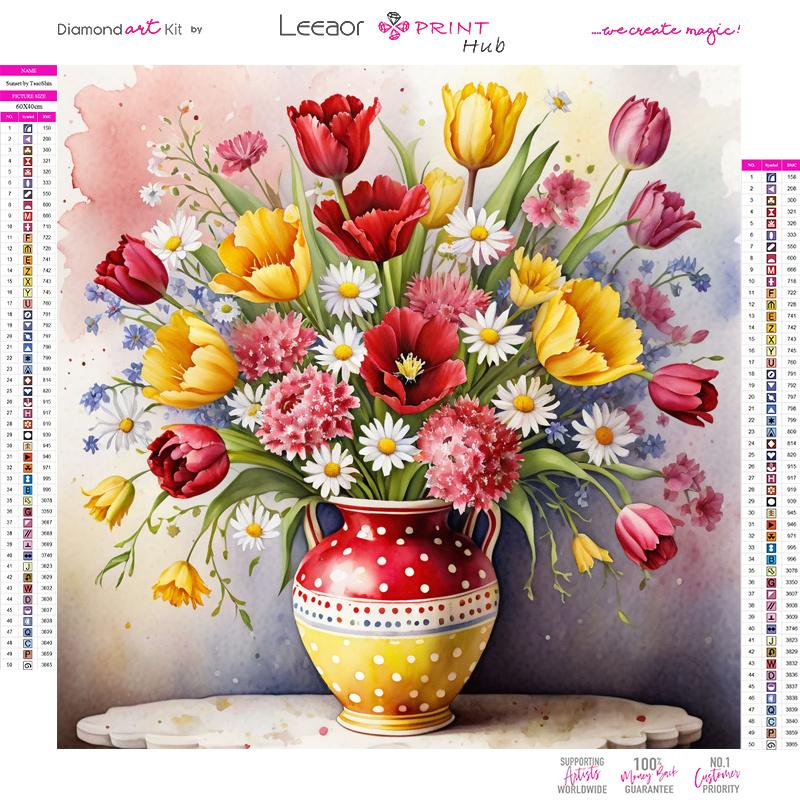 Art Vase Bouquet Diamond Painting  Full Round Diamond Mosaic Landscape Colorful Cross Stitch Kits Room Home Decor Gifts