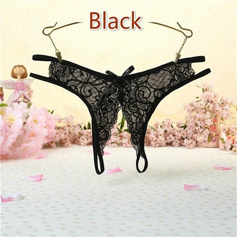 WAKEWAY Sexy Women Open File Lace G String Thongs Low Waist Seamless Female Underpants Comfortable Ladies Fun Underwear