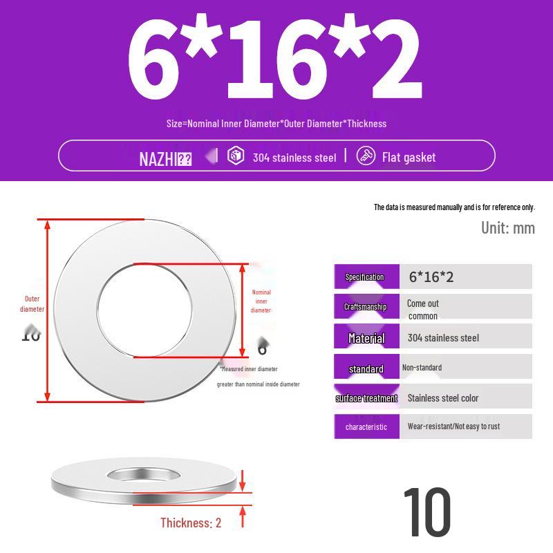 Thickened 304 Stainless Steel Flat Washer Spacer (M4-M8)