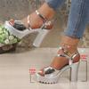 Fashion Sexy Solid Open Toe Pumps Heels Women Summer Fashion Buckle Strap Women's Pumps Shoes Pu Platform Extreme High Heels Ladies