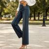 Damen Jeans mit weitem Bein und Verzierungen Lässige lockere Denim-Hose