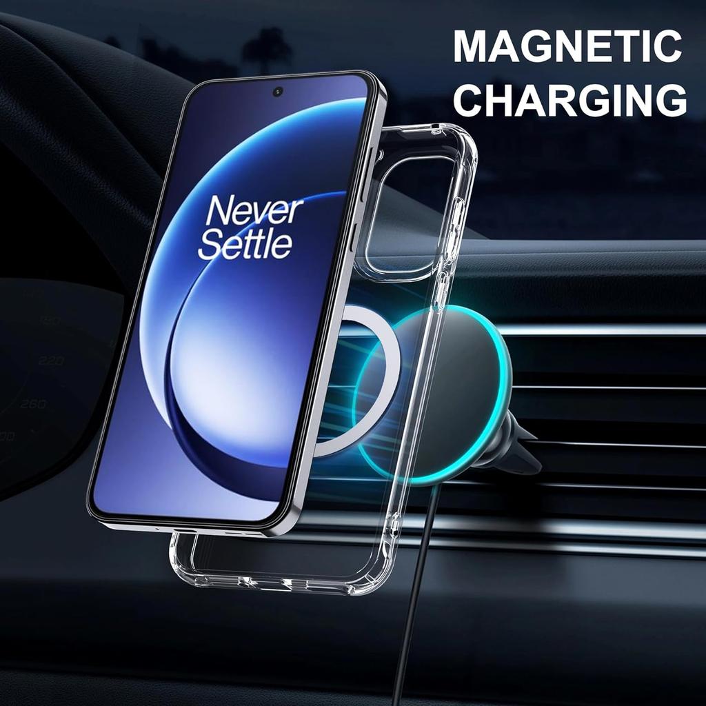 Shockproof TPU+PC Wireless Charging Magnetic Case For OnePlus 15R OnePlus15R 5G Clear Back Cover Phone Case