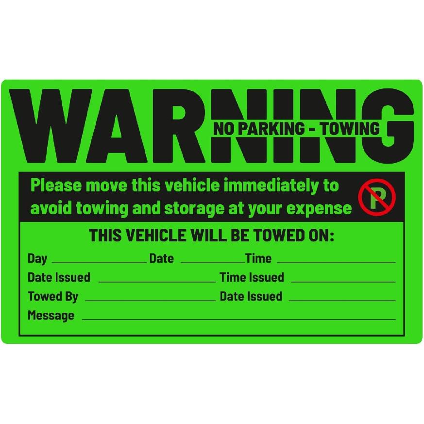 easykart labels 50 Parking Violation Stickers,5 x 8 inch “Violation - Vehicle Illegally Parked, Subject to Towing/Impoundment” Parking Violation зелёный