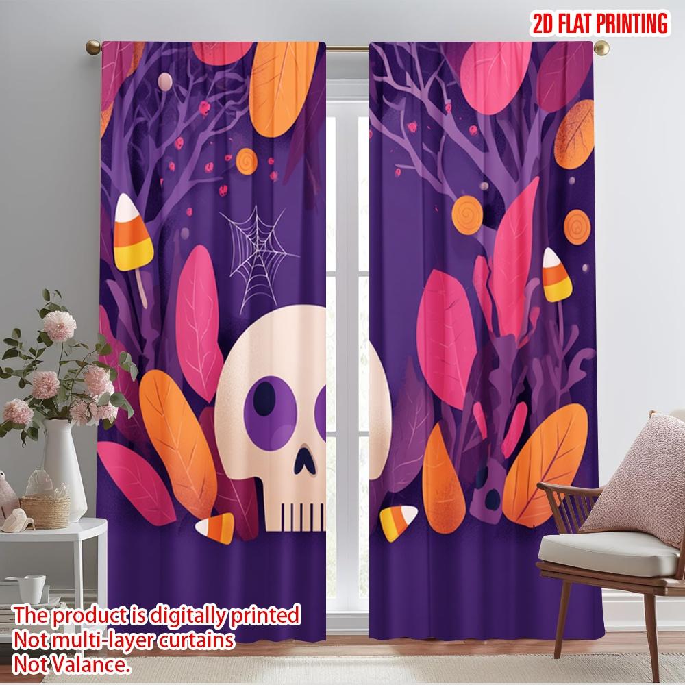 

2pcs,2D plane printing Curtains&Window Treatment skull (1) Versatile 100% Polyester (without rod) Decorations For Home for 52.50×116.00 CM 2pcs