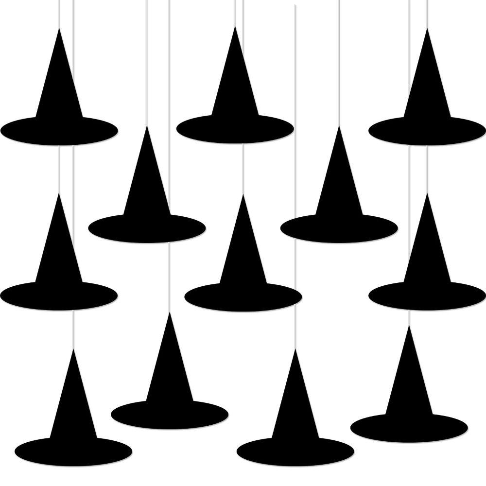 12pcs Handmade Witch Hat Decoration DIY Hat Wall Decor Halloween Hat Hanging Pendant  Photo Props