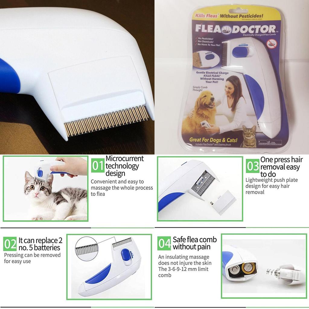 Electric Pet Flea Lice Cleaner Comb Grooming Tool For Cats Dogs Chemical-free And Effective