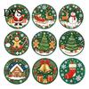 Kitchen Dining Table Accessories 9Pcs Christmas Wooden Coasters Set, Heat Resistant Cup Mats, Waterproof Pads for Round Protection Mats Home