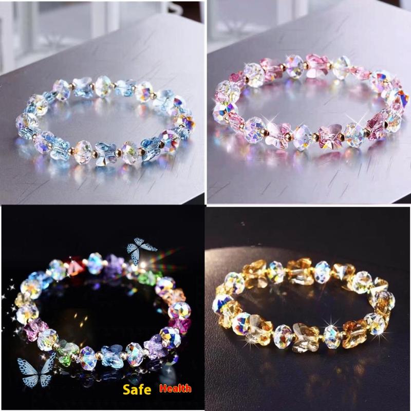 Fashion Butterfly Charm Crystal Stretch Beaded Bracelets Elastic Rope Women Temperament Bracelet&Bangles Charms Bohemian Jewelry