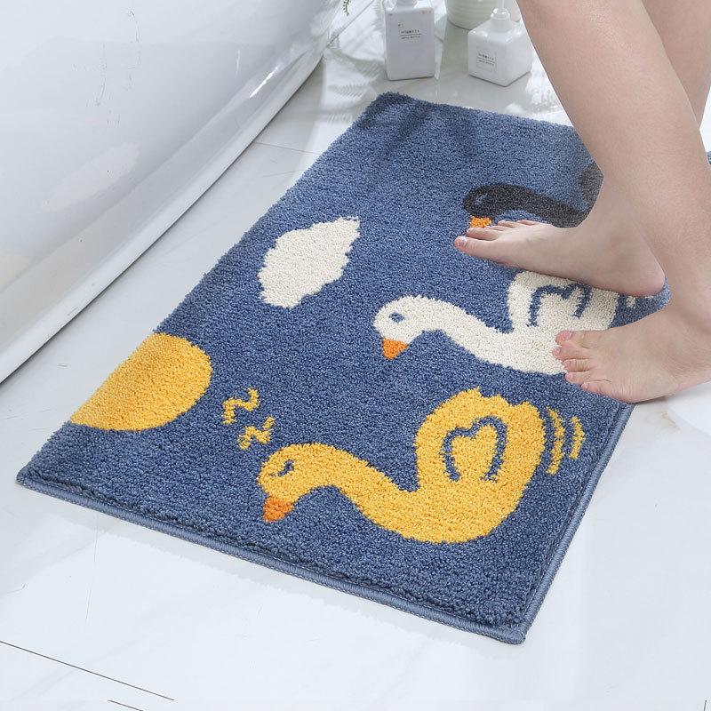 Cartoon Bathroom Non-Slip Faux Cashmere Absorbent Floor Mat