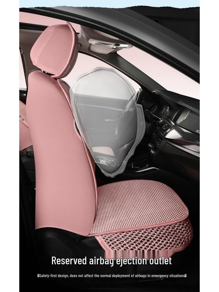Universal Cartoon Ice Silk Car Seat Cover - Breathable, Cute, Cool, and Full Wrap for All Seasons.