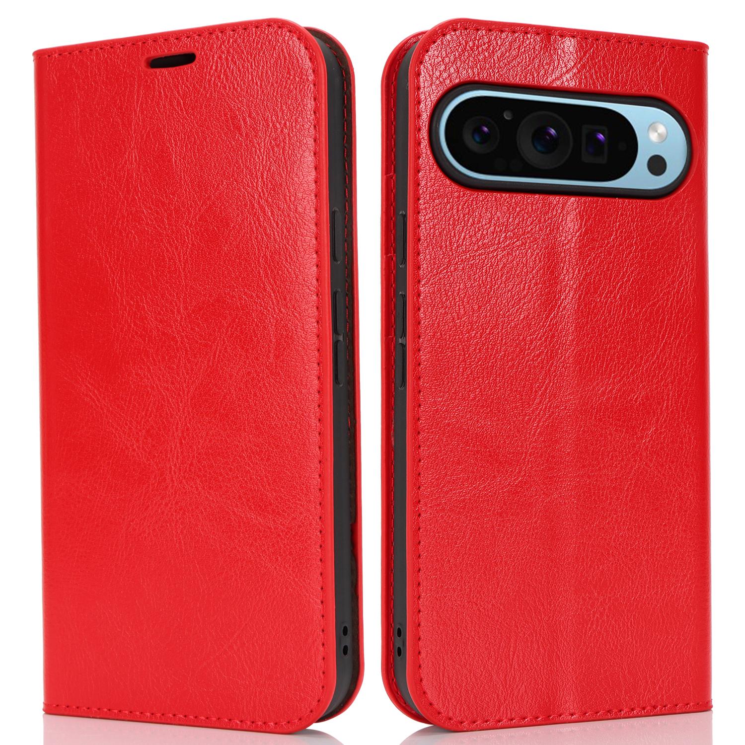 

Для Google Pixel 9 Pro XL чехол Crazy Horse Texture Split Leather Wallet Phone Cover Red