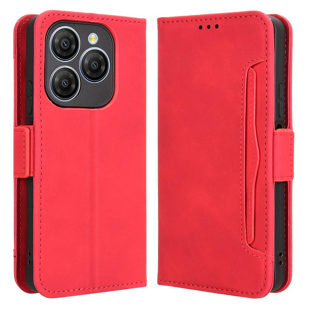 

Шкіряний чохол-гаманець для телефону Blackview Shark 9 5G з кількома слотами для карток Red