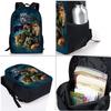 Tierwelt Biest Dreiteiliges Set Rucksäcke für Jungen und Mädchen Beste Geschenke 2D Flacher Cartoon Schulrucksack für Kinder