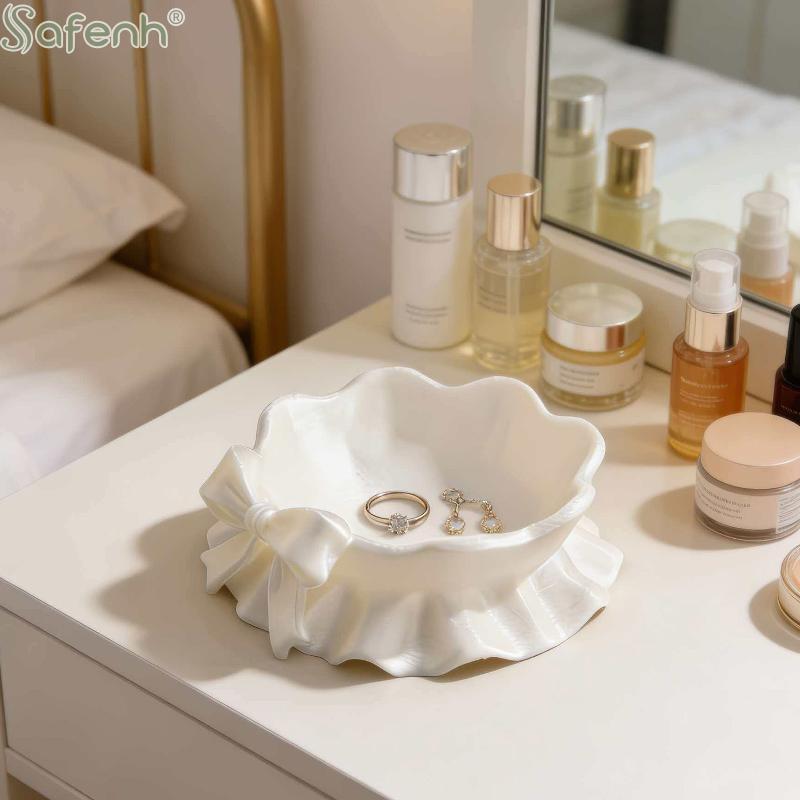 Bow Shaped Jewelry Storage Tray 3D Design for Rings Earrings Decorative Organizer for Living Room Bedroom Tabletop