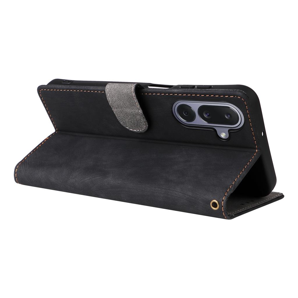 Etui portfelowe dla Samsunga Galaxy M36 5G z blokadą RFID, wykonane ze skóry PU, z podstawką i paskiem