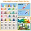 60 Colors Acrylic Paint Pens Markers,Dual Tip Acrylic Paint Markers with Brush Tip and Fine Tip,Halloween Pumpkin Painting Kit for Rock