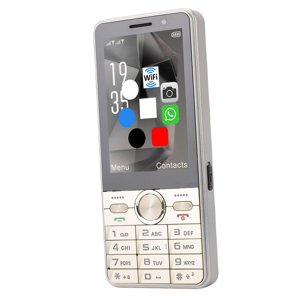4G Unlocked Phone Dual SIM Card Support 3.5 Inch Color Touch Screen Loud Sound Large Keys Mobile Phone Gold