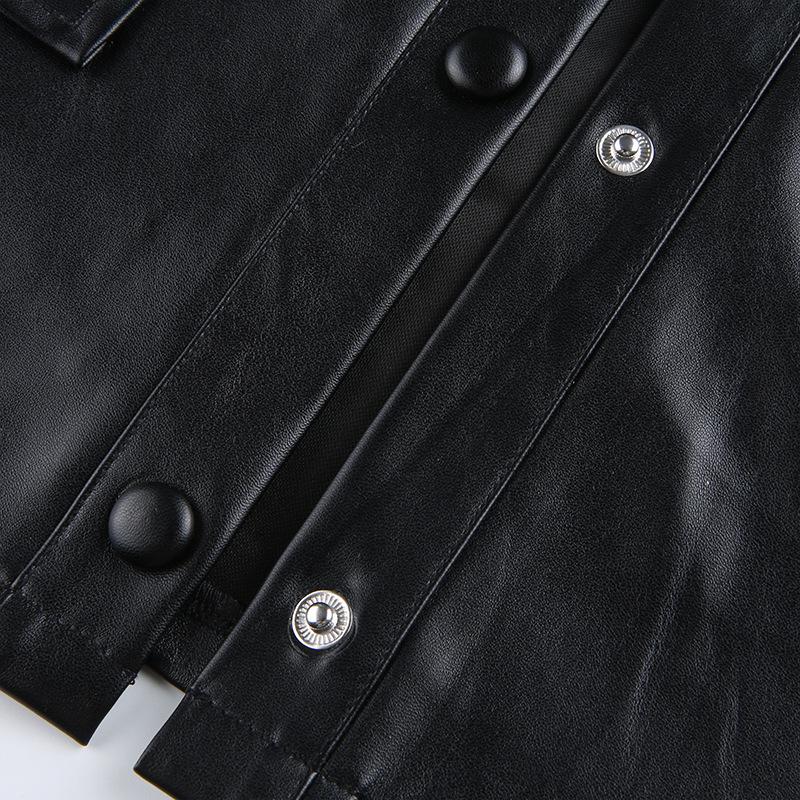 2024 Fall/Winter European & American Style Women's PU Leather Crop Jacket