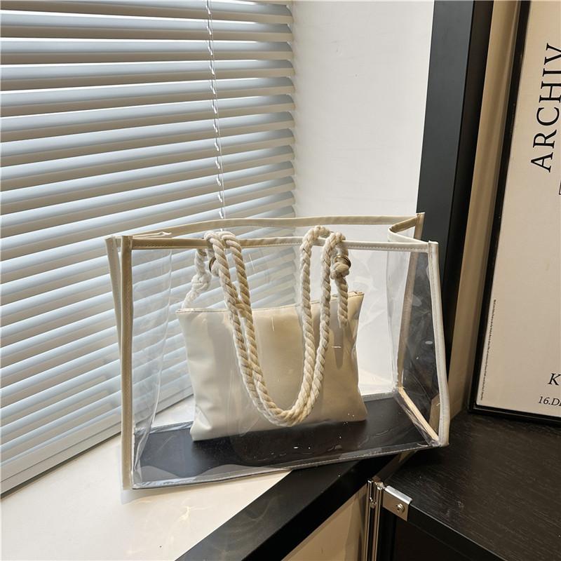 

Летняя популярная прозрачная сумка для хранения большой вместимости, новая портативная наплечная сумка под мышкой, модный и повседневный дизайн белый