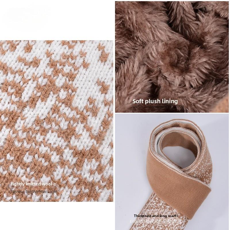 Winter Hat Gloves Scarf 3 Piece Set Outdoor Lady Warm Pullover Soft Plush Lining Ski Beanie Knitted Hats For Women Men Bonnets